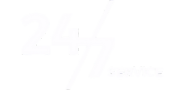 White text graphic showing "24/7 SERVICE" with bold numbers and a slash between them, indicating around-the-clock availability.